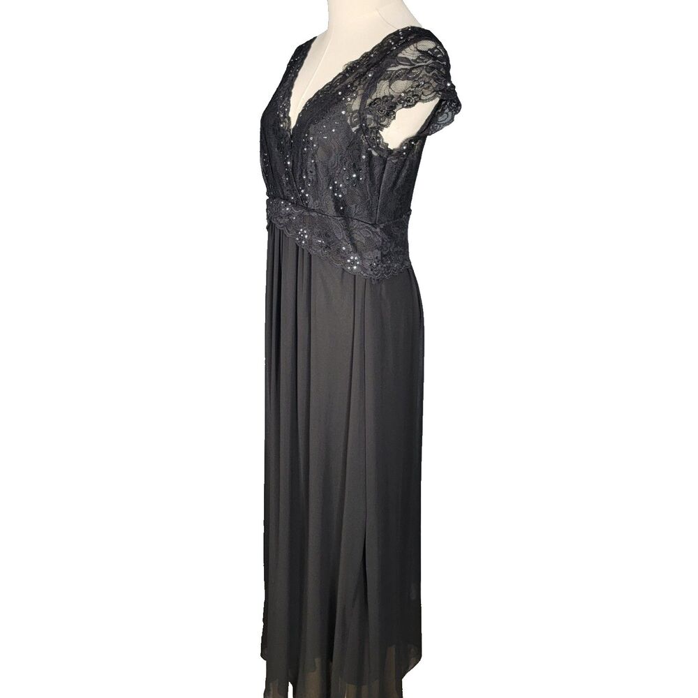 Signature Size 10 by Robbie Bee Black Chiffon Lace Maxi Dress *read* - Picture 4 of 16